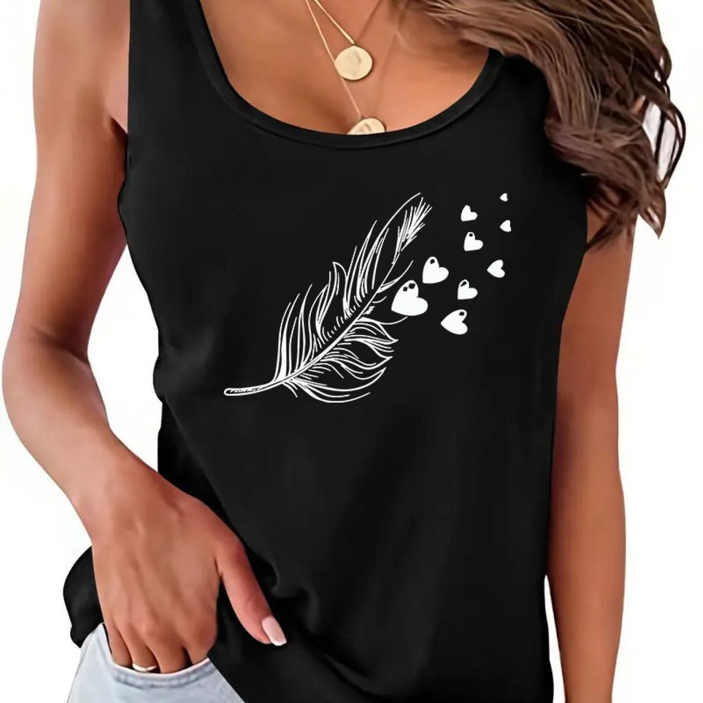 Printed Summer Women's Loose and Personalized Dream Catcher Mesh Printed Vest Top T-shirt Comfortable Sleeveless