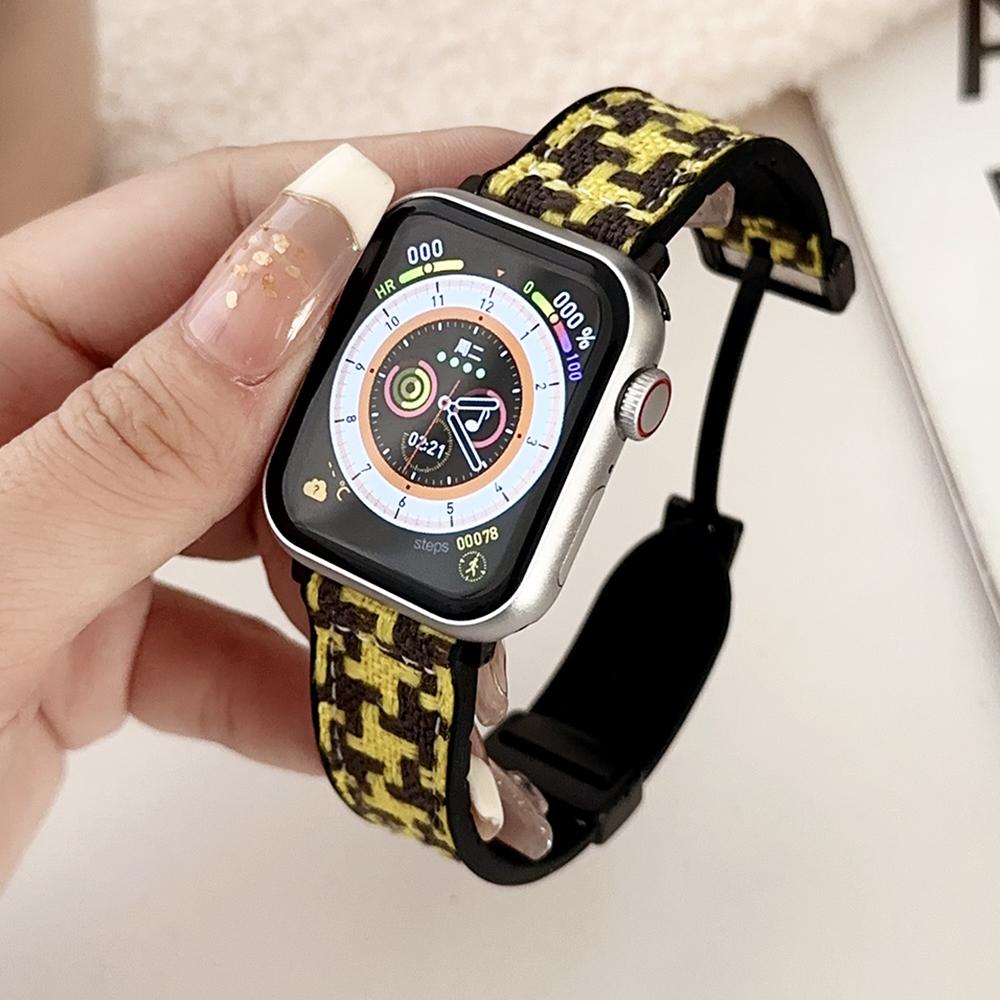 

Для Apple Watch серії 10 42 мм/9 8 7 41 мм/SE (2023) SE (2022) SE 6 5 4 40мм/3 2 1 38мм Силіконовий+Нейлоновий Ремінець для Годинника Yellow Black