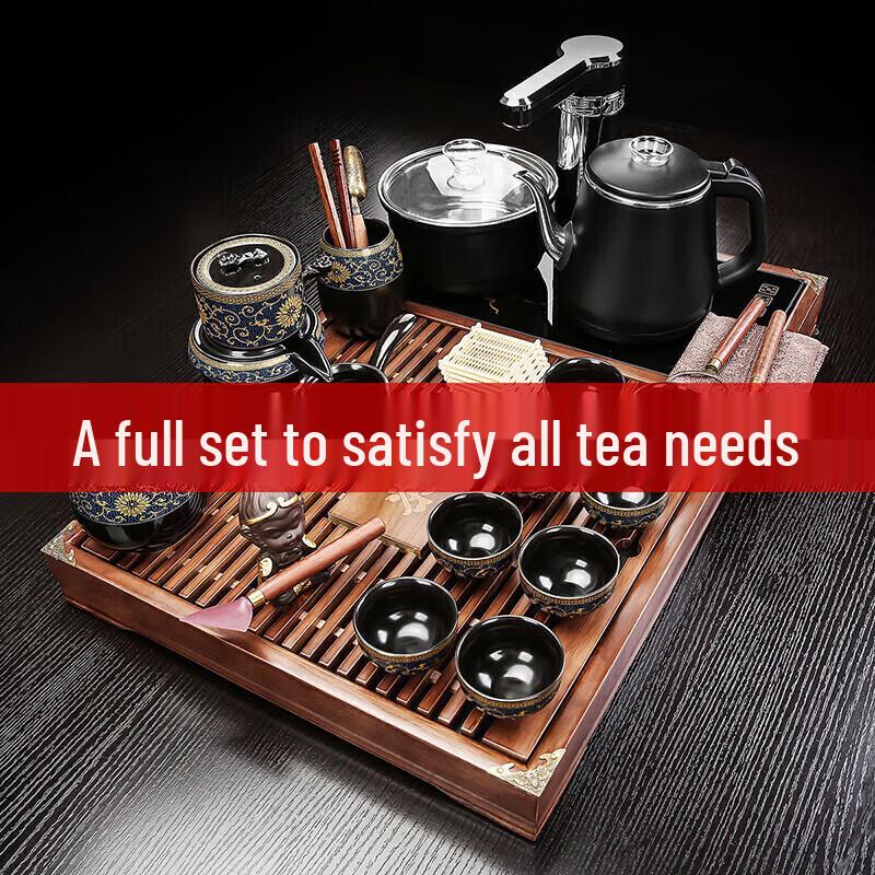 Automatic Ceramic Tea Set with Integrated Kettle & Tea Tray