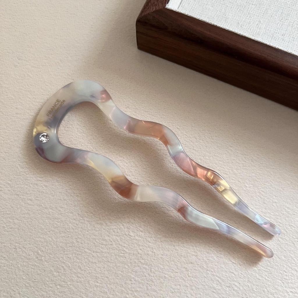 Acetate Wave Hairpin: High-End Retro U-Shaped Accessory for Women
