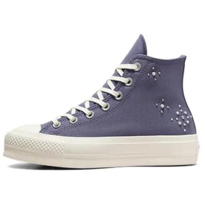Chuck Taylor All Star Lift Platform Perły i Nity Modne Wszechstronne Wysokie płócienne buty dla kobiet Fioletowe