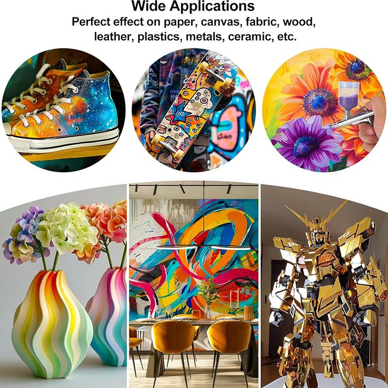 30ML Multi-functional Water-Based Acrylic Airbrush Paint Set - 28/12 Colors for Model and Canvas DIY Projects