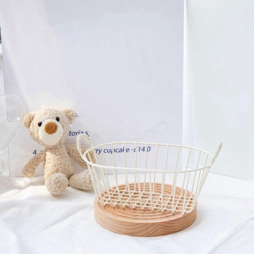 Beige Wire Storage Basket Small Sundries Organizer Vintage Fruit Basket  Kitchen