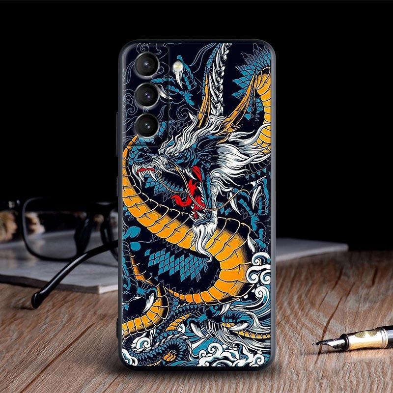 Japan Oni Samurai Yokai Mask Dragon Cases For Samsung Galaxy S24 Ultra S21 FE S23 S20 S22 Ultra S10 Plus Case Soft Funda Covers