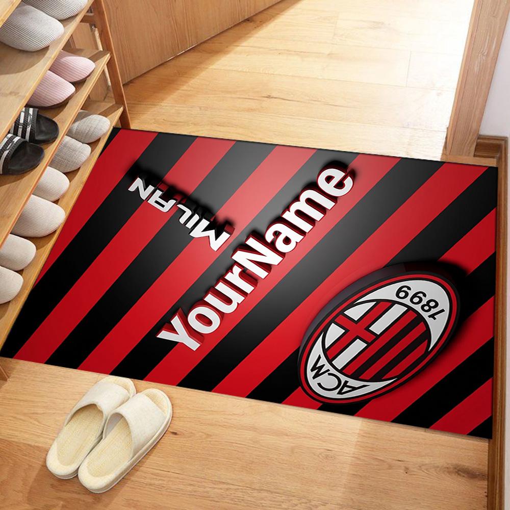 Ac Milan Customize Your Name Floor Mat Perfect for Game Room Playrooms Dining Room Kitchen Anti-slip Rug Anime Office Decor Perfect Gift for Women/Men