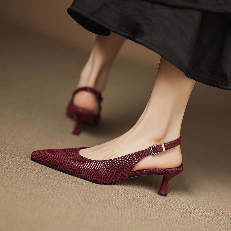 Fashion 2025 New Summer Sandals Pointed Toe Sandals Genuine Leather Women Shoes Handmade Gladiator Ladies Shoes Stiletto High Heel