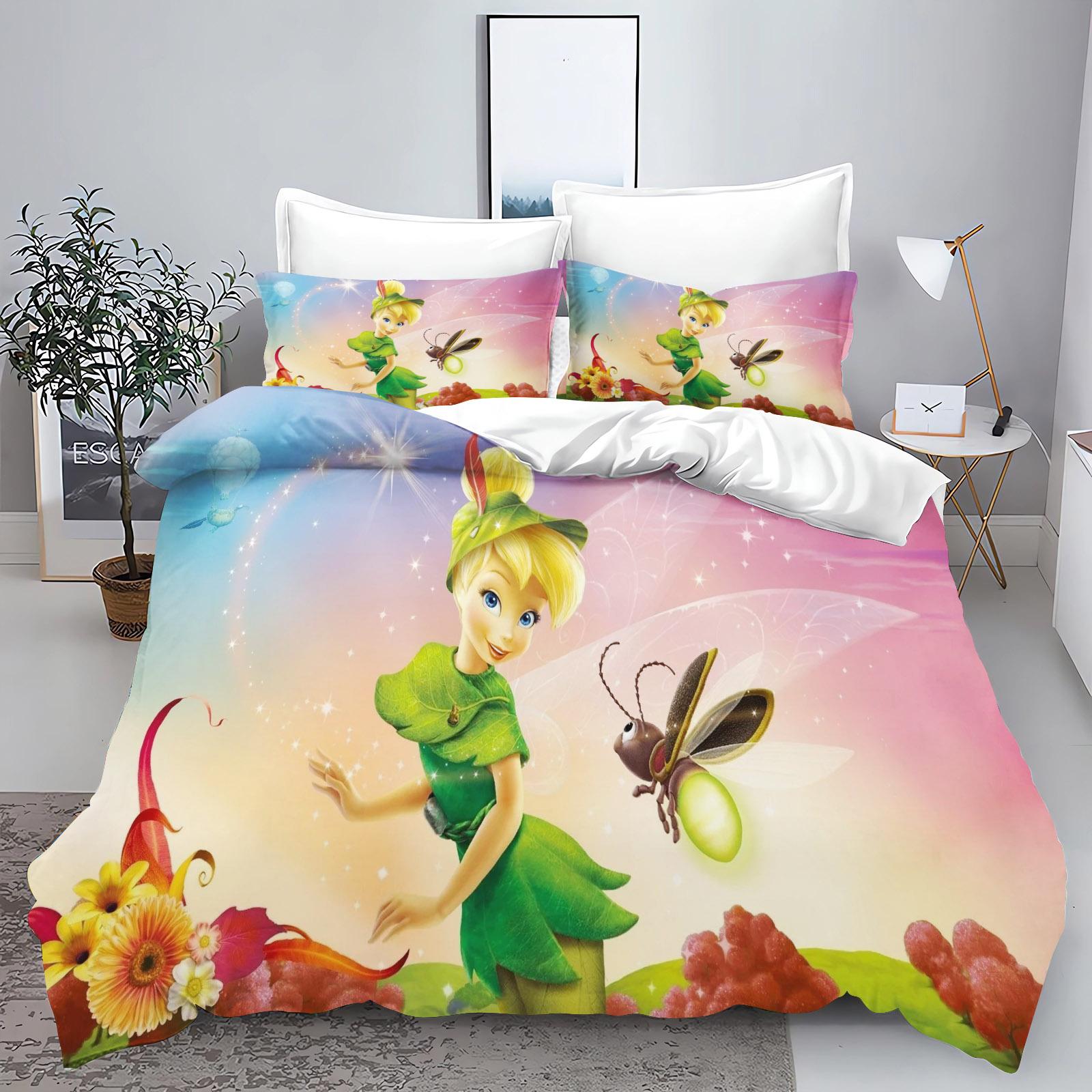 

Tinker Bell Anime Disney Bedding Set Duvet Cover 100% Polyester Suitable For Children And Adults 3-Piece Set 1 Quilt Cover EU Single(135*200cm)3pcs