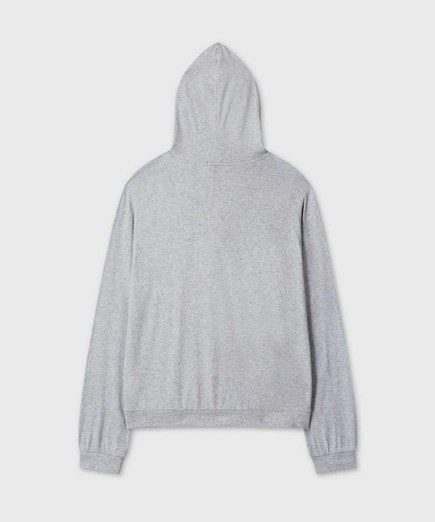 Vern Angora Blend Slim Crop Hooded Zip-Up (Gray)