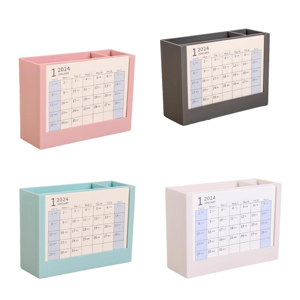 2-IN-1 Stifthalter mit Schreibtischkalender Multifunktionaler Schreibtisch-Bleistifthalter mit Monatskalender Schreibtisch-Organizer