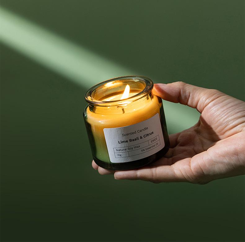 Eco-Friendly Green Glass Soy Wax Scented Candles with Wood Stopper – Ideal Creative Fragrance Souvenirs