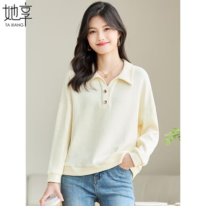 

Women s Casual Polo Neck Long Sleeve T-Shirt L