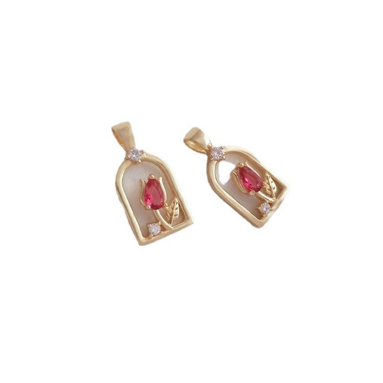 14K Gold-Filled Zircon Tulip Pendant for DIY Bracelet or Clavicle Necklace.
