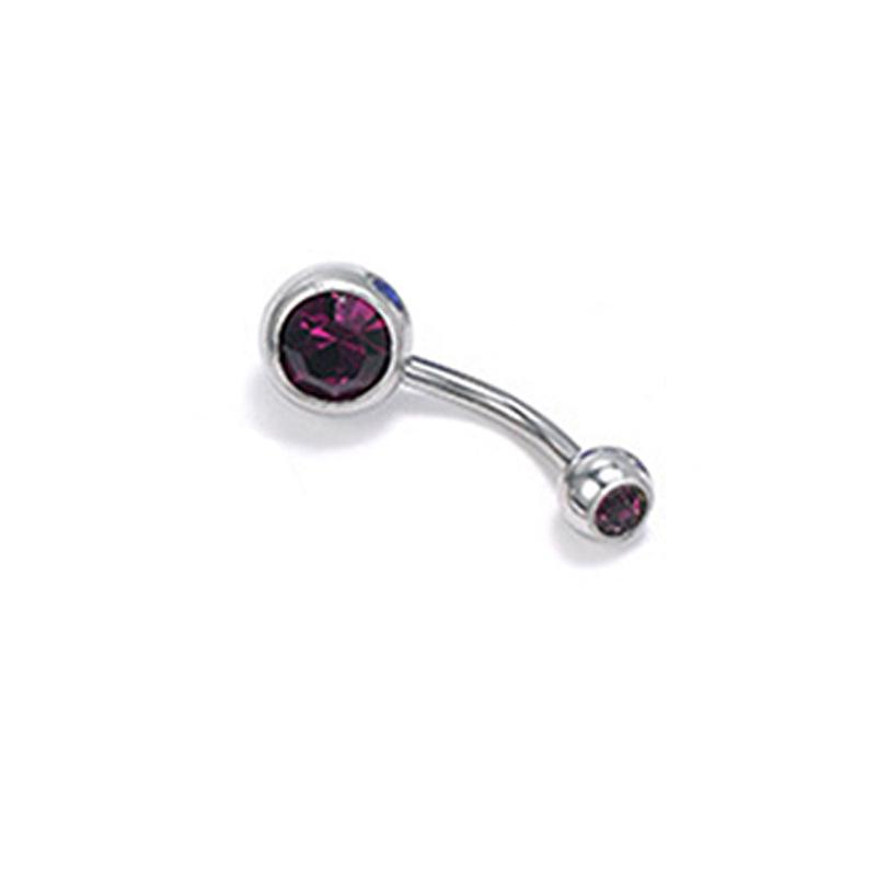 Colorful Double Head Glass Belly Button Ring - Trendy Stainless Steel Summer Style