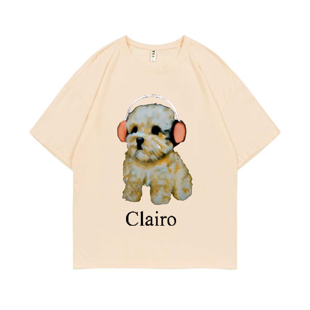 Clairo Dog Puppy Headphones Graphic Print Tshirt Summer Male Fashion Oversized Streetwear Unisex Women Cute Kawaii Tshirt Tops