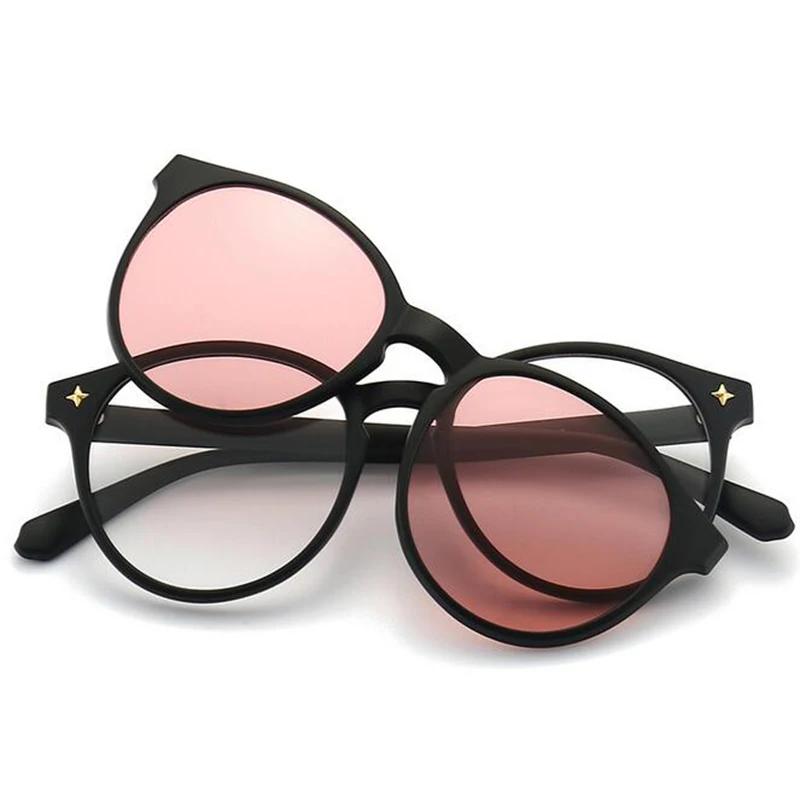 Runde Sonnenbrillen-Clips für Damen Magnetische Sonnenbrillen Kurzsichtigkeitsbrillen 0 -1.0 -2.0 bis -6.0