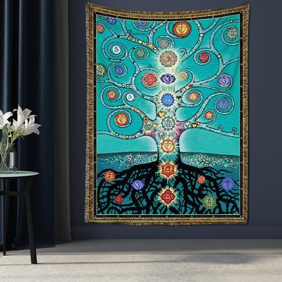 Arazzo Artistico da Parete Albero della Vita Lenzuolo Matrimoniale Queen Hippie Arte Psichedelica Decorazione Bohemien per la Stanza