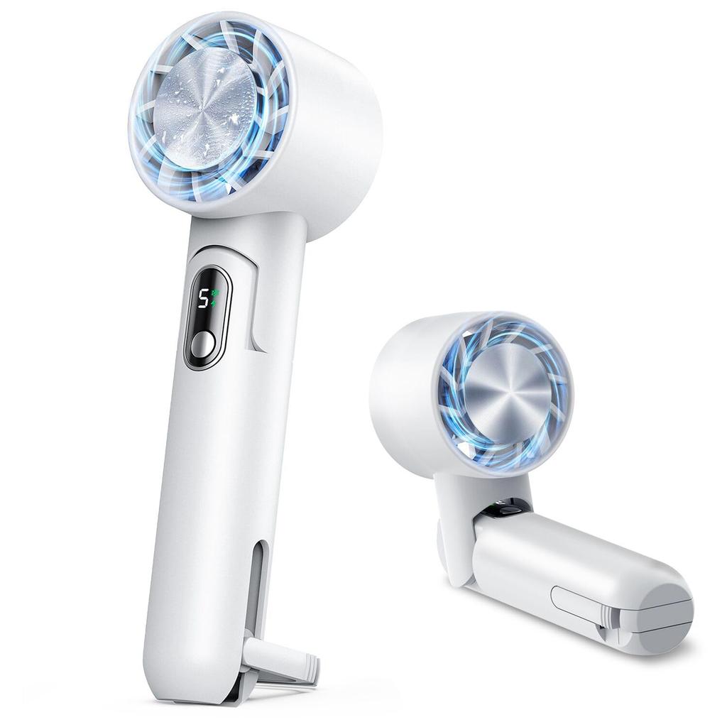 Handheld Fan with Cooling Plate Mobile Portable Handheld Instant Cooling in 1 5000mAh Large Neck Mini Desk USB High 5 Adjustable Airflow Foldable