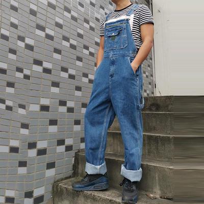 Men's Denim Overalls Jumpsuit Large Size Strap Straight Pants Blue Jeans Men's Plus Size Work Clothes More Sizes 30-48 50