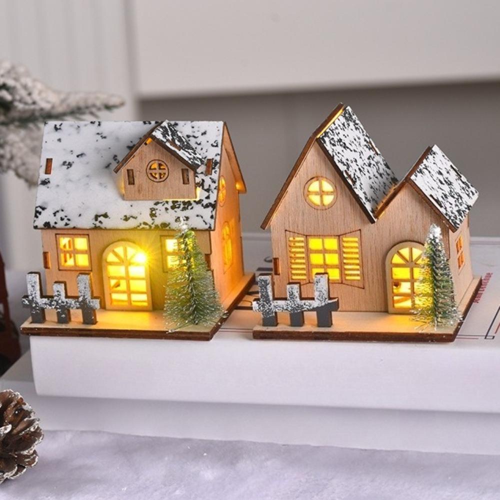 Glowing Christmas Cabin House With Led Lights Christmas Story Village Houses Festival Ornament Christmas Atmospheres Decor Props