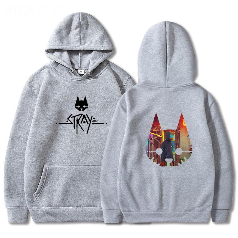 Stray Game Cat  Anime Hoodie Hot Game Printing Clothes Men Winter Fleece Pullover Tops Oversized Sweatshirts Vintage Unisex Wram