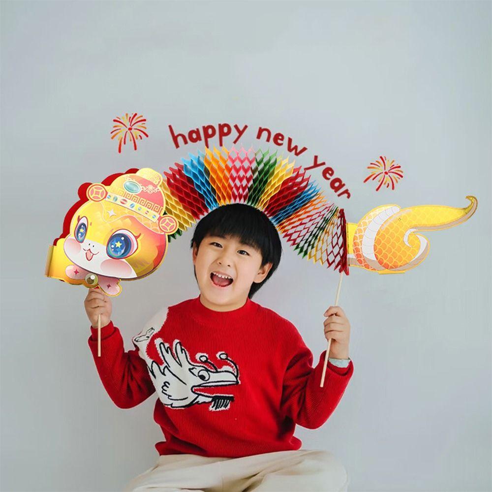 Cartoon 2025 Snake Year Ornaments 3D DIY Dragon Snake Toy Funny Chinese Paper Dance Snake  Wedding