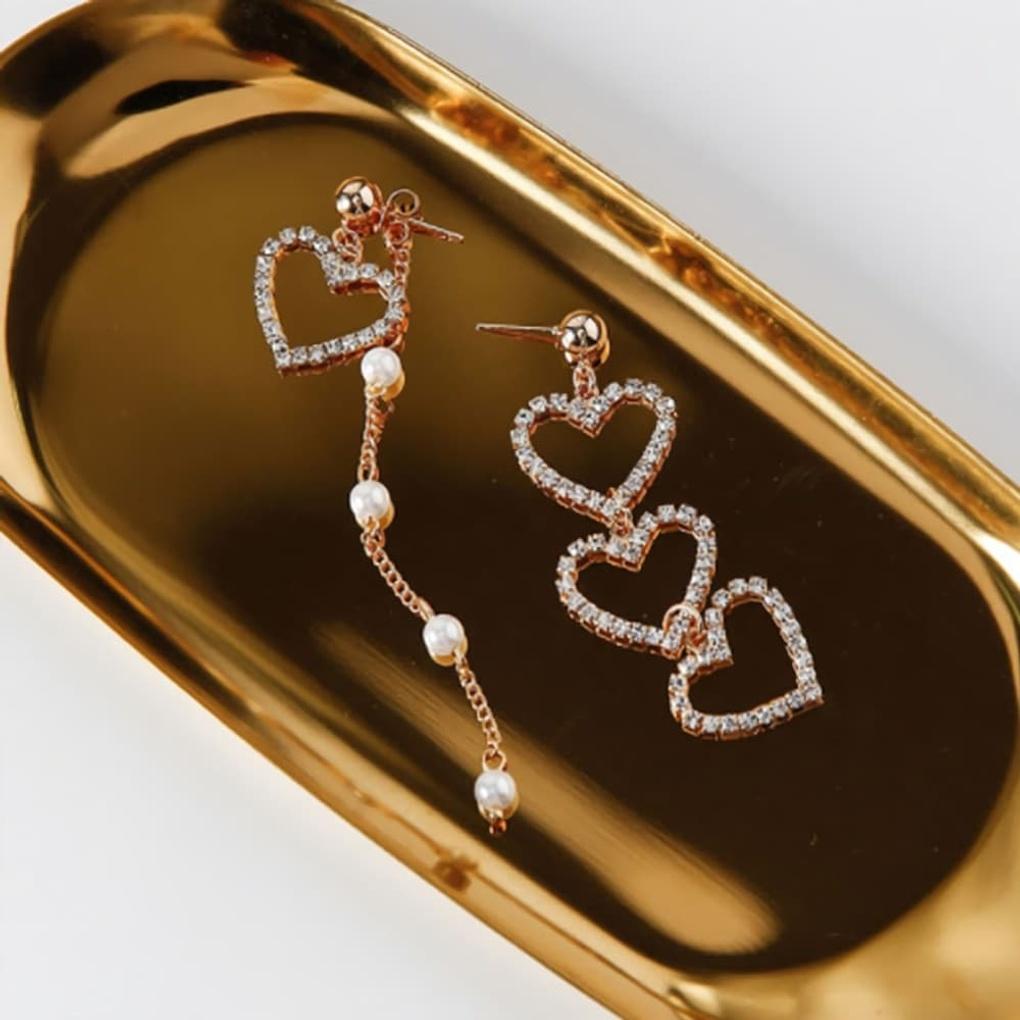 Earrings, Chain, Simple, Daily, Unique, Lovely, Heart