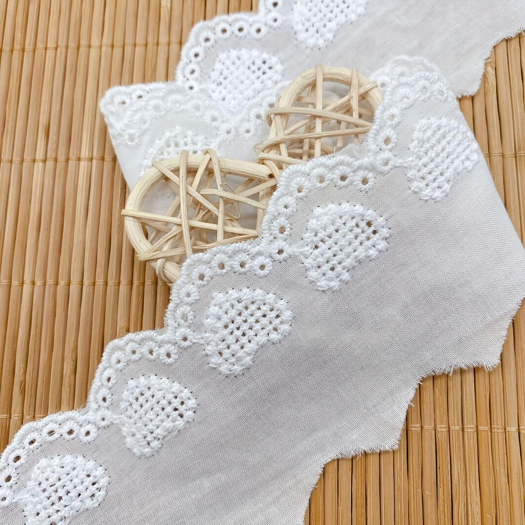 1 Yard Love Heart Full Fabric Edge Embroidery Lace Trim Handmade DIY Wedding Dress Skirt Hem Fabric