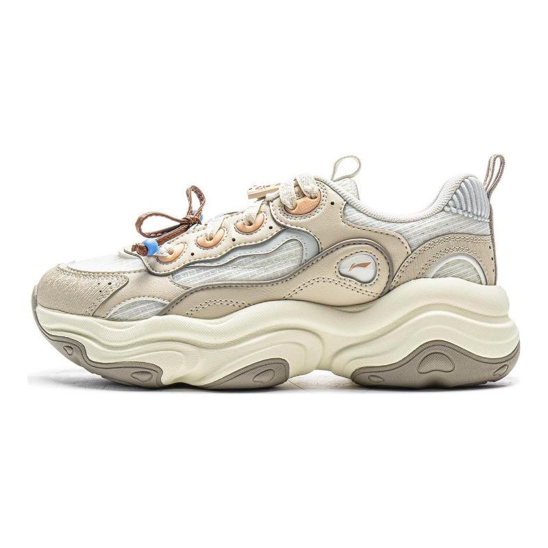 Li-Ning Mitang Women Low Top Platform Dad Shoes Milky Dune Khaki AGCV276-3 36