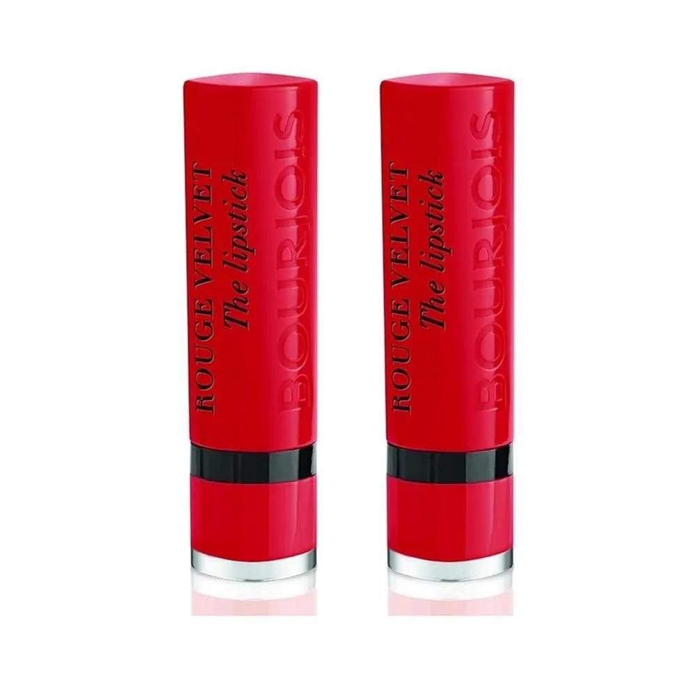 Bourjois 08 Ruby Cute Red Velvet Lipstick 2.4g 2 Pack Bourjois Rouge Velvet The Lipstick Bullet Lipstick