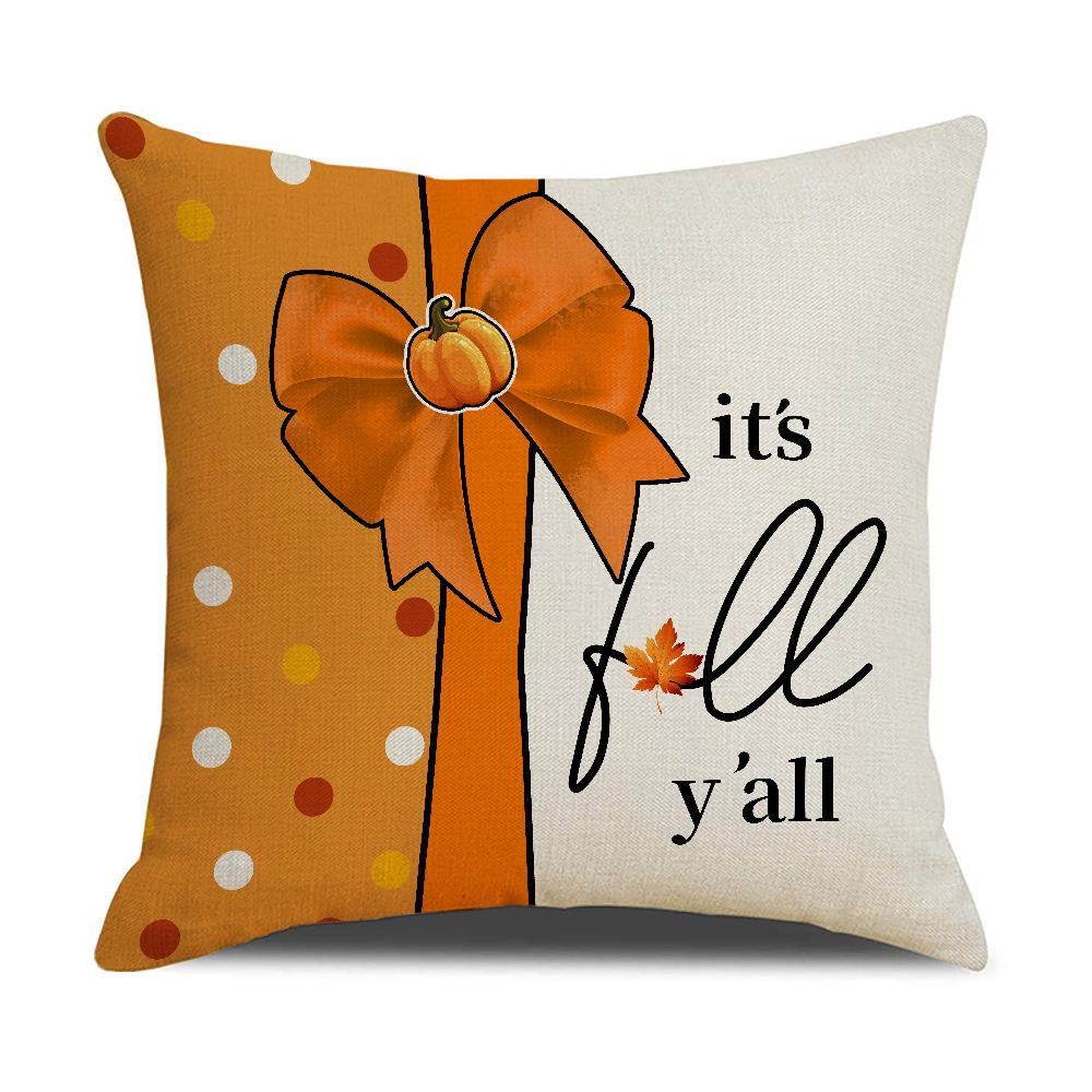 Pumpkin Halloween Pillowcase Autumn Maple Leaf Printed Linen Pillowcase Sofa Decorative Cushion Cover