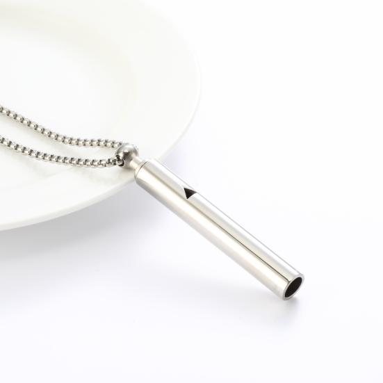 Mindful Breathing Whistle Necklace Stainless Steel Anxiety Reduction Necklace Stress And Panic Relief Necklace Adjustable Length Meditation Inner