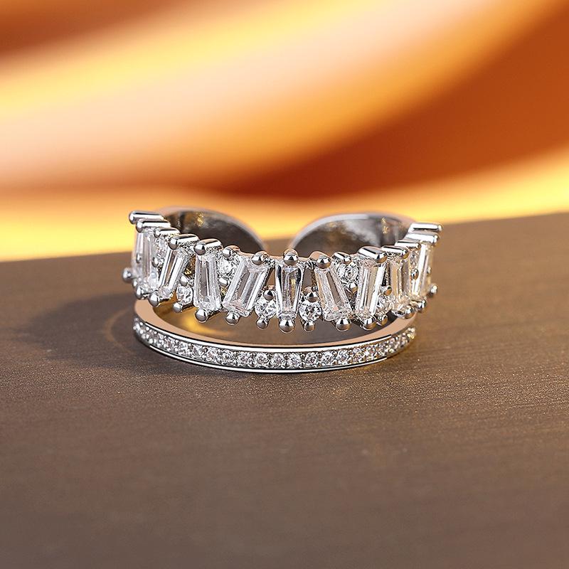 Irregular Double Layer Open Ring for Women - Stylish, Niche Design with Light Luxury and Personality for Index Finger