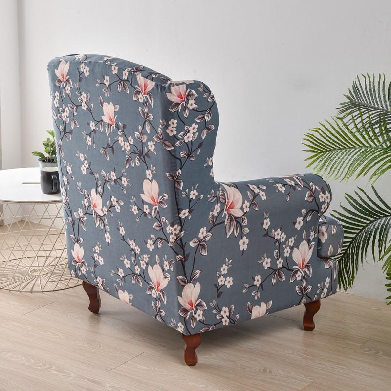 Coperture per Poltrona Alare con Stampa Floreale Copertura per Poltrona Estensibile con Copertura per Cuscino Seduta Copridivani Elastici Copertura per Divano Kingback Casa