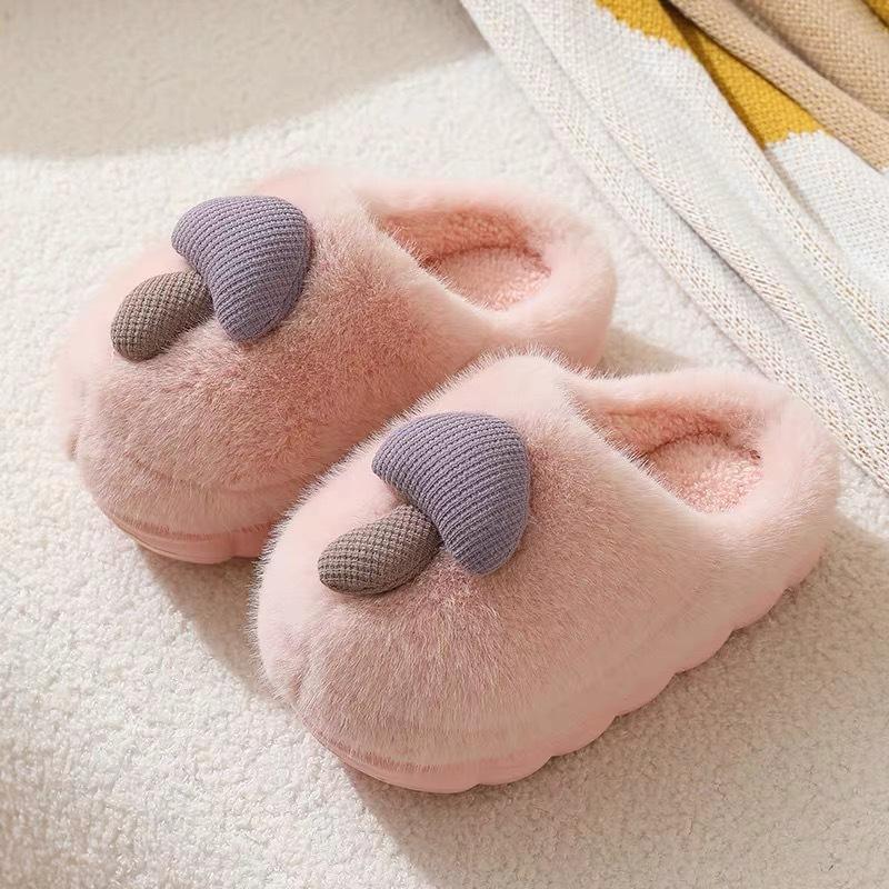 Slippers men's non-slip, non-smelly and non-sounding, cotton mop mushroom cotton slippers non-slip indoor parent-child household slippers v deodorant