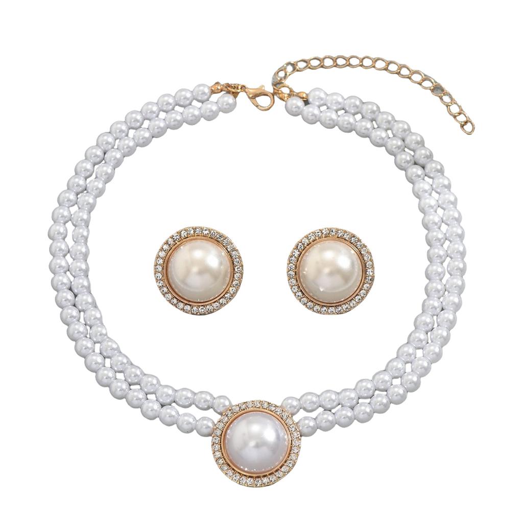 Elegant Pearls Necklace and Earrings Set for Weddings Parties Daily Wear