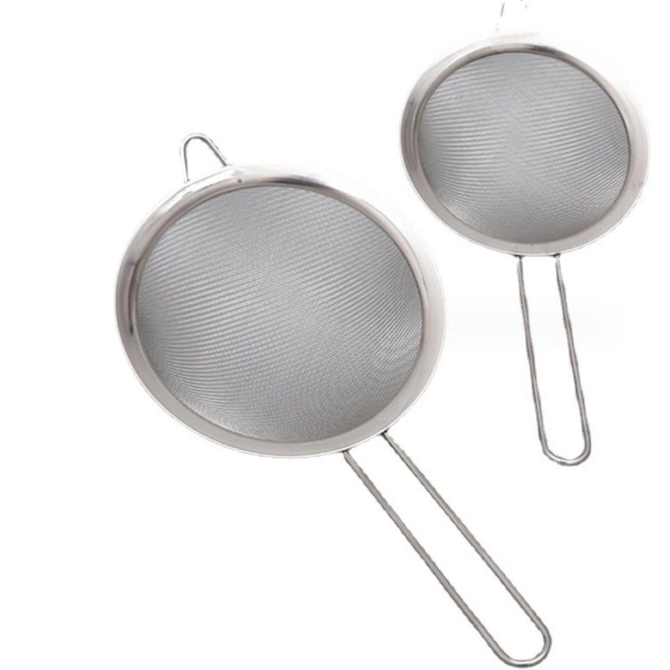 Stainless Steel Handheld Kitchen Sieve & Skimmer Ladle for Soy Milk, Oil, Flour, and Hot Pot.