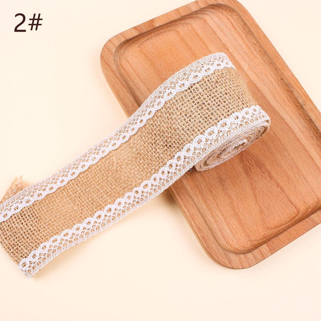 Burlap Roll with Lace Edge for DIY Christmas and Wedding Crafts, Jute Twine Ribbon