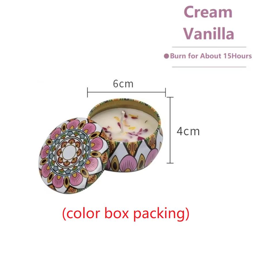 1PCS Vintage Can Candles Soy Wax Flower Fragrance Scented Candle Home Decoration Candle Jars for Wedding Ceremony Birthday Gift