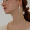 Natural freshwater pearl earrings Long Baroque irregular pearl retro temperament Simple line stud earrings Silver needle