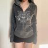 American Vintage Hoodie Women Men Heart Vine Print Slim Cropped Y2K Top Streetwear Sweatshirt