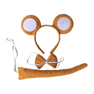 Monkey Ears, Bow Tie and Tail Set Animal Costume Accessories Lightweight Kids Adults Hair Hoop for