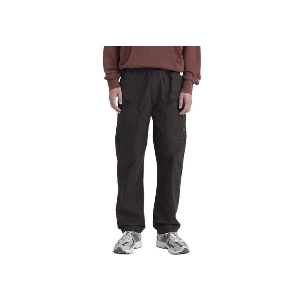 Levis Solid Mid-Rise Zipper Straight Leg Casual Pants Men Bottoms Black A5752-0002