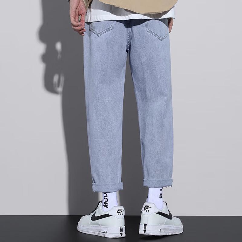 Playboy Men's Loose Straight Fit Cropped Jeans