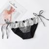 Checkered Lace Up Panties Lace Low Waist Triangle Women's Panties