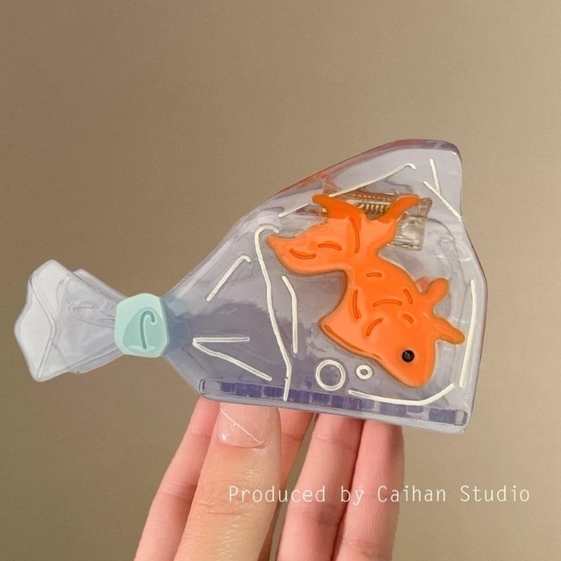 

Cute Goldfish Lucky Bag Acetate Small Goldfish Hair Claw Creative Unique Hair Clip Shark Clip Fashion Hair Accessories