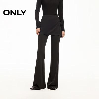 Women's Faux Two-Piece Flared Tie-Waist Casual Pants