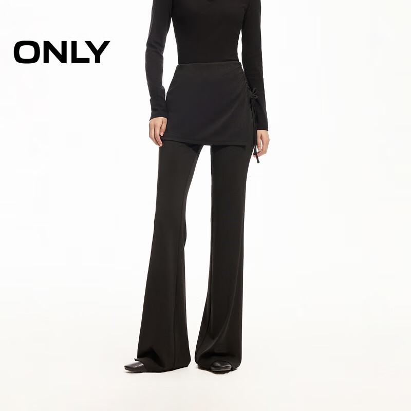 

ONLY Women s Faux Two-Piece Flared Tie-Waist Casual Pants M