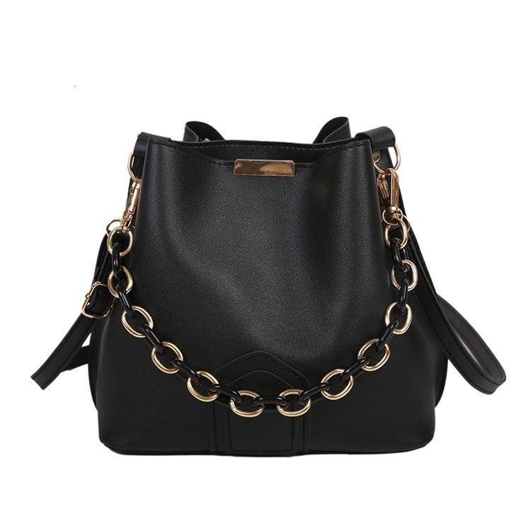 Универсальная Мягкая Сумка-Ведро 2021 Модная Шикарная Минималистичная Сумка Через Плечо Освежающих Цветов чёрный