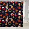 Merry Christmas Shower Curtain For Bathroom Decor Xmas Santa Claus Bath Curtain Cute Snowman Bathroom Accessories Red Waterproof