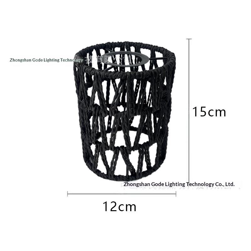 Handmade Paper Rope Woven Rattan Lampshade Boho Decorative Lampshade Table Lamp Decorative For Garden Yard Living Room